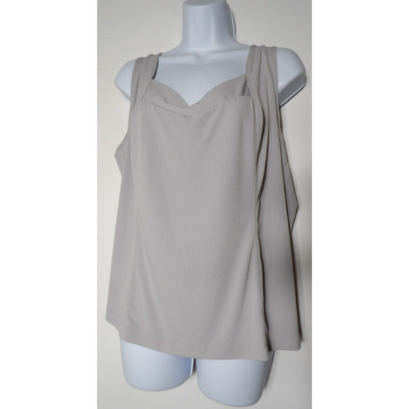 Simonton Says 1X Tank Top Slinky Cami Light Gray Crossover Front Stretch Layerin - Picture 1 of 11